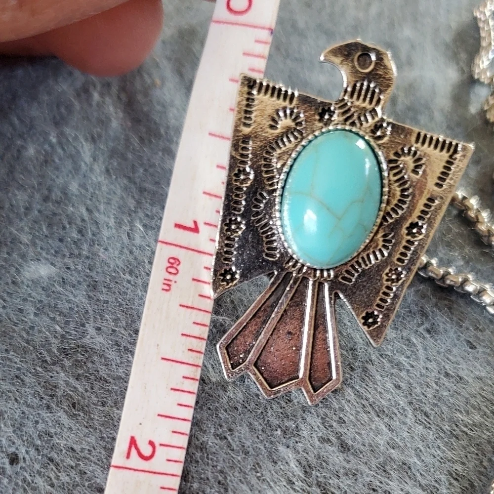 Eagle Turquoise Necklace Stainless Steel Western Style